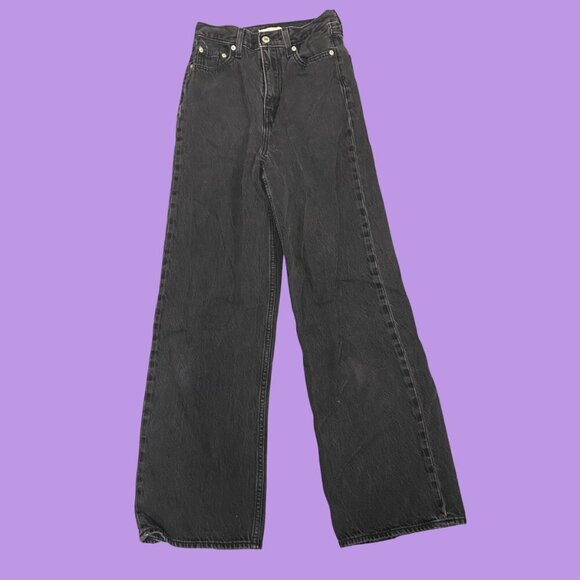 Levi’s Premium High Loose Jeans Women’s Size 25 Black Wide Leg Y2K Streetwear - Picture 3 of 11